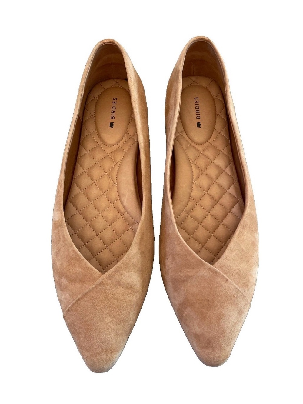 Birdies 'The Goldfinch Flats' Suede Leather Beige Tan Ballet Pointed-Toe SZ 9.5